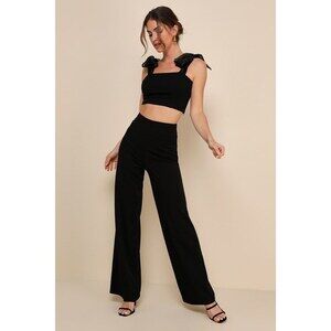Lulus Stunning Charisma Black Tie-strap Two-piece Jumpsuit - Size L